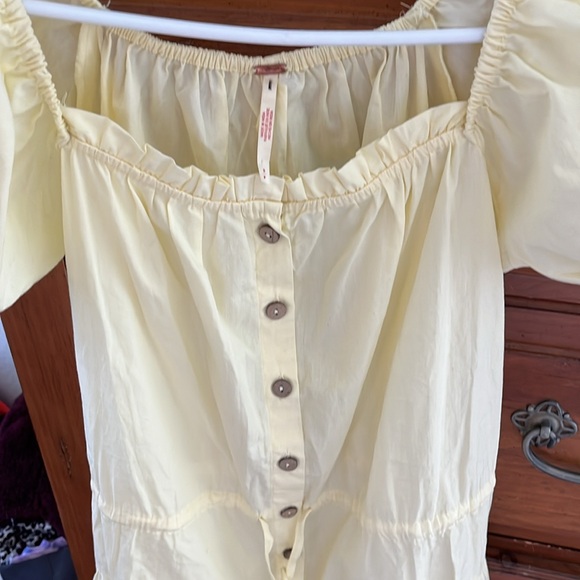 NWOT Free People Yellow Romper With Pockets Size Small - Picture 3 of 9